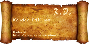 Kondor Dénes névjegykártya
